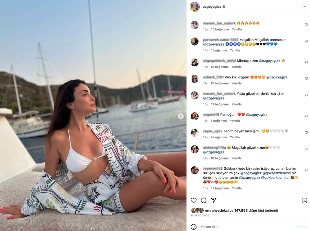 ozge yagiz in bikinili yaz paylasimi begeni topladi yatta bir peri kizi